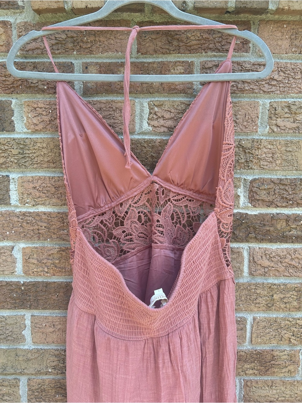 Rebellion Dusty Rose Lace-Trim Backless Sundress size large - Picture 10 of 11